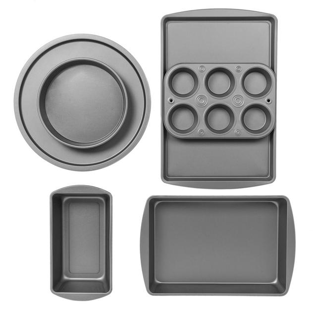 BakerEze 6-Piece Non-stick Bakeware Set, Muffin Cake & Pizza Pans