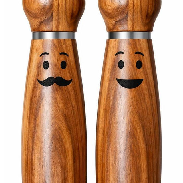 Wooden Salt and Pepper Grinder Set, 8 Inch Acacia Wood Grinders, Adjustable Ceramic Grinder, Refillable Manual Salt and Pepper Mills with Stainless Steel Top