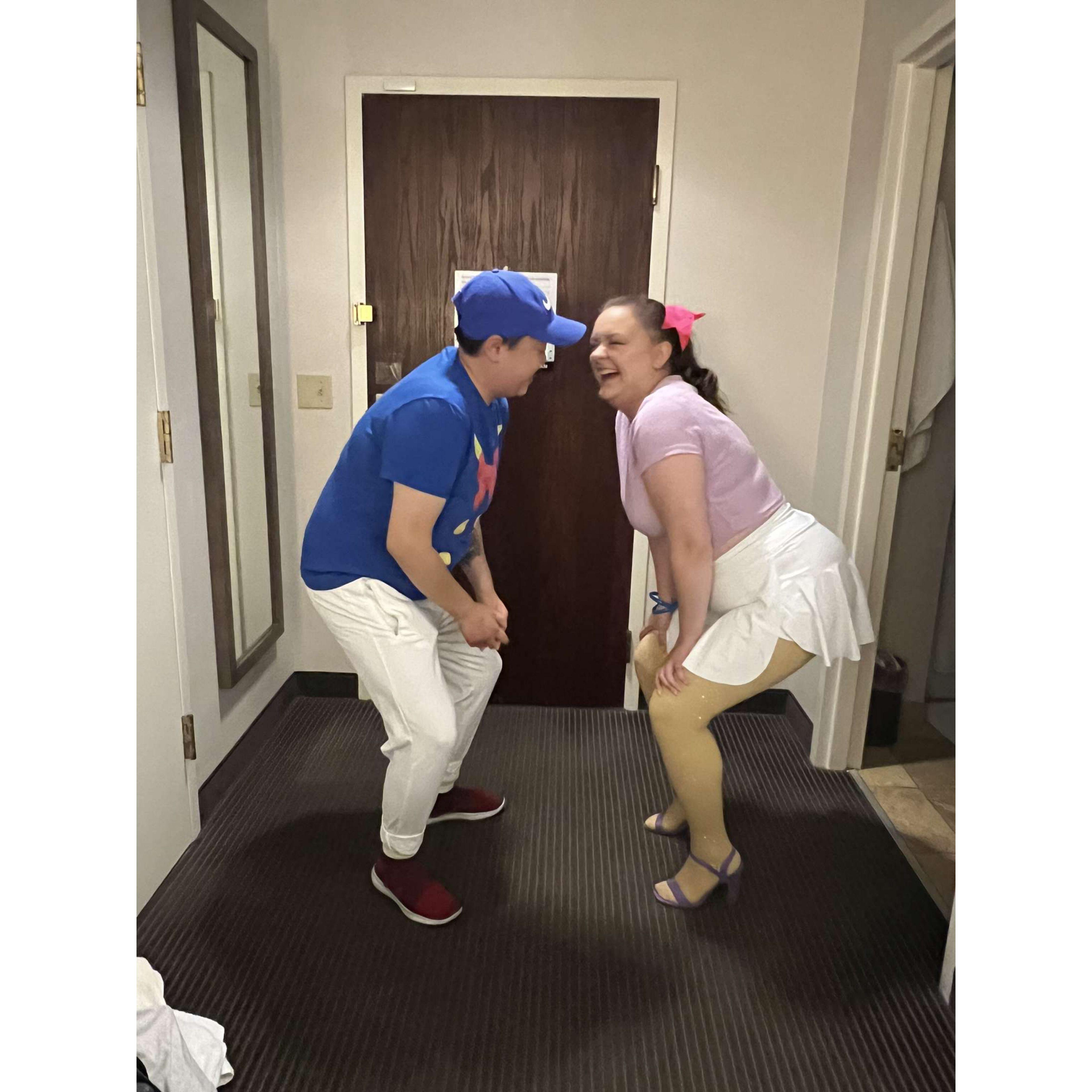 Our first halloween, Daisy and Donald Duck.