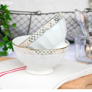 2 Vintage French White Coffee Bowls - Small Antique Fluted Café Au Lait Bowls - 2 White Coffee Bowls With Golden Decor Trim - Etsy