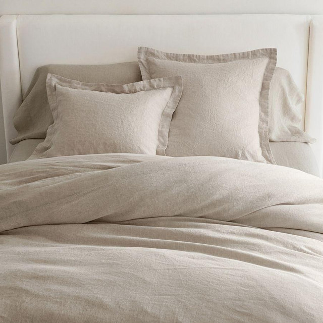 Belgian Flax Linen Duvet, Warm Gray, Full/Queen