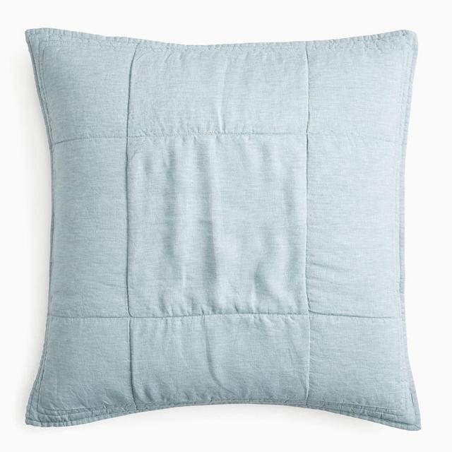 European Flax Linen Box Stitch, Euro Sham, Silver Mist Melange