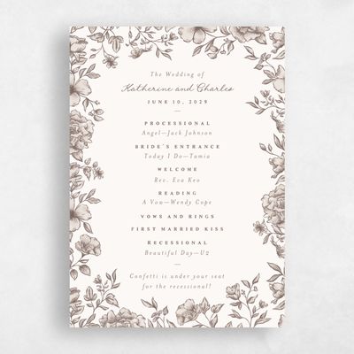 Taupe, Brown Wedding Program - Sogno