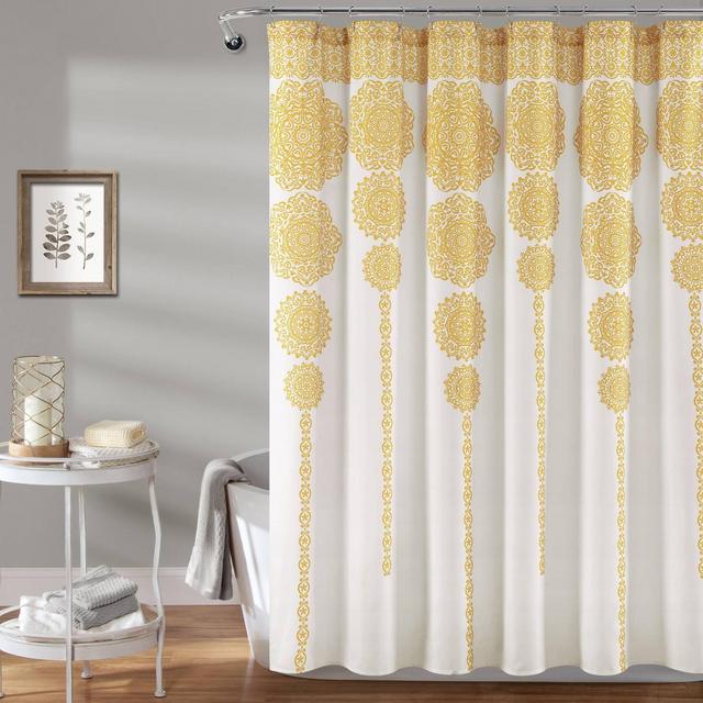 Stripe Medallion Shower Curtain Yellow - Lush Décor