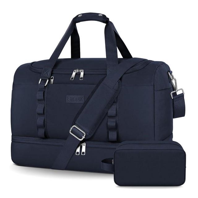 ETRONIK Gym Bag for Men Women, Large Travel Duffle Bag with Shoe Compartment, Carry on Bag with Toiletry Bag, Weekender Overnight Bag for Sports Business Trip, Blue