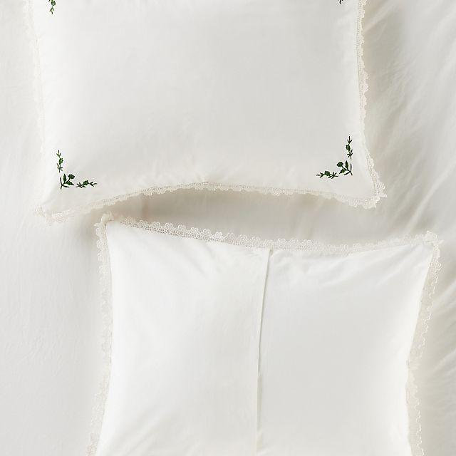 Leslie Cotton Percale Floral Embroidered Lace Duvet