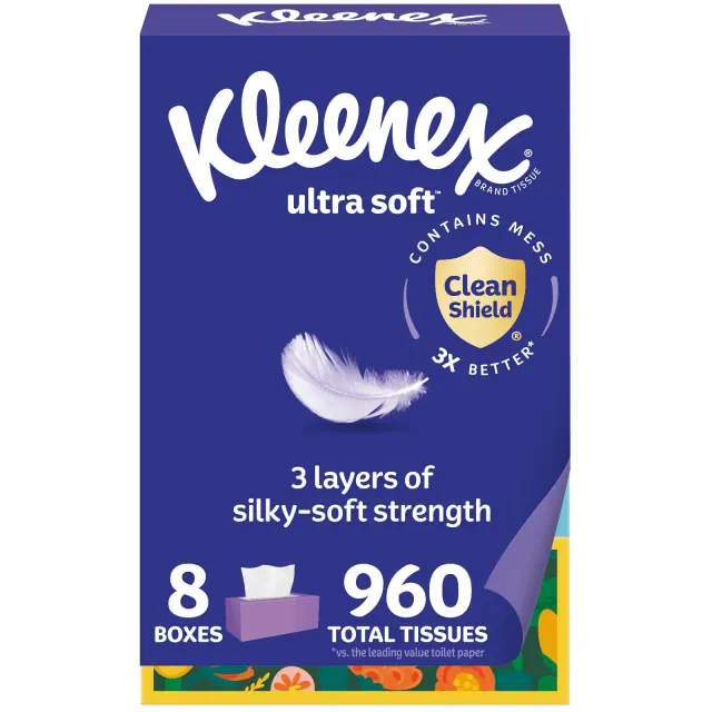 Kleenex Ultra Soft 3-Ply Facial Tissue - 8pk/120ct