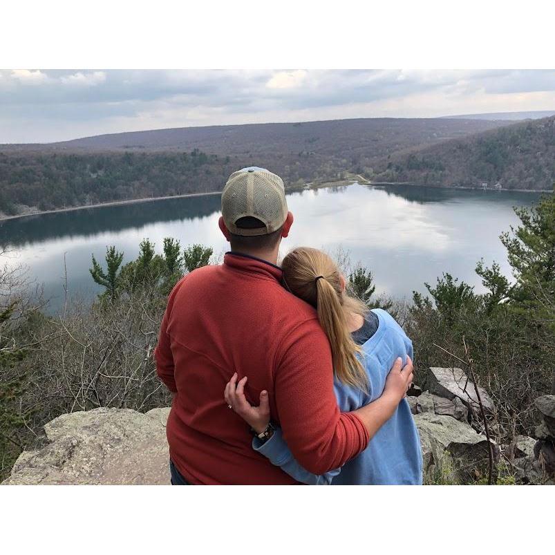 Taken shortly after he proposed at Devil's Lake in Baraboo, Wi