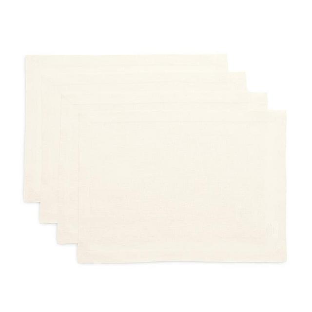Solino Home Pure Linen Placemats - Ivory, 14 x 19 Inch Set of 4 Fete - European Flax 100% Pure Linen Natural Fabric - Handcrafted Machine Washable