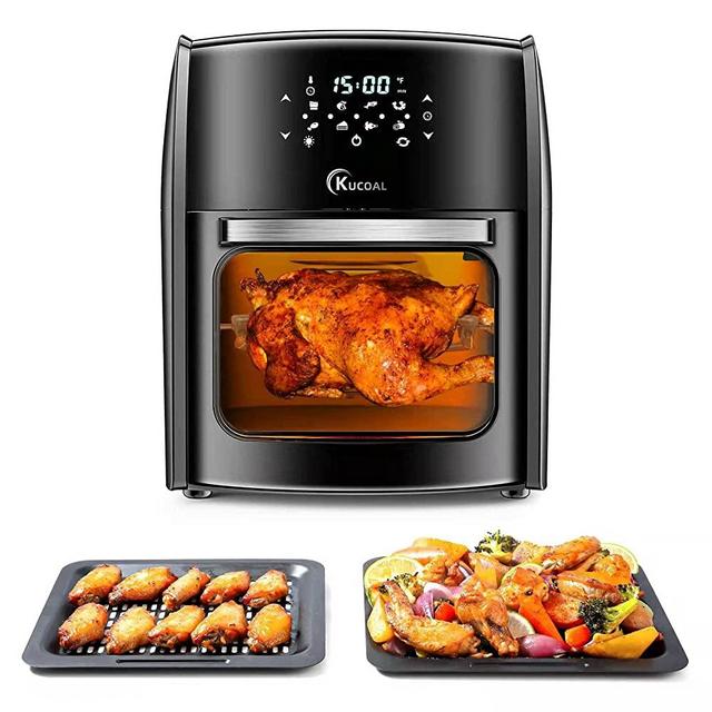 8 in 1 Air Fryer, 13-QT Air Fryer Oven with Digital Touch Screen, Toast, Bake, Roast, Rotisserie, Hot Oven Oilless Cooker, 1700W Electric Toaster Oven with Dehydrate, 7 Accessories & 50 Recipes