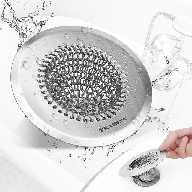 Shower Drain Hair Catcher, Easy Clean Tub Drain Hair Catcher, Anti-Slip Drain Hair Catcher, Upgraded 304 Stainless Steel Bathtub Hair Catcher for Drain, Bathtub Drain Cover for Shower, Sink, Bathtub