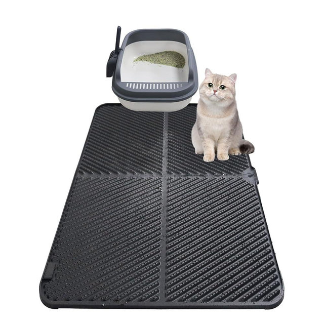 Windhunt Silicone Cat Litter Mat,Extra Large Litter Trapping Mat,Waterproof Litter Box Mat for Floor,Easy Clean,Non-Slip Litter Catcher Mat,Cat Supplies Needs.(black:31x23inch).
