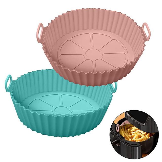 3 Packs Air Fryer Silicone Liners Pot for 3 to 6 QT, 8 Inch Air Fryer  Silicone Basket Bowl with Gloves and Brush, Replacement of Flammable  Parchment Paper, Total 6pcs