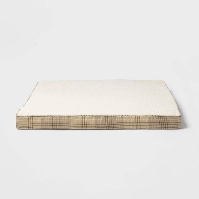 Orthopedic Plaid Flannel Dog Mattress - XL - Cream/Brown - Boots & Barkley™