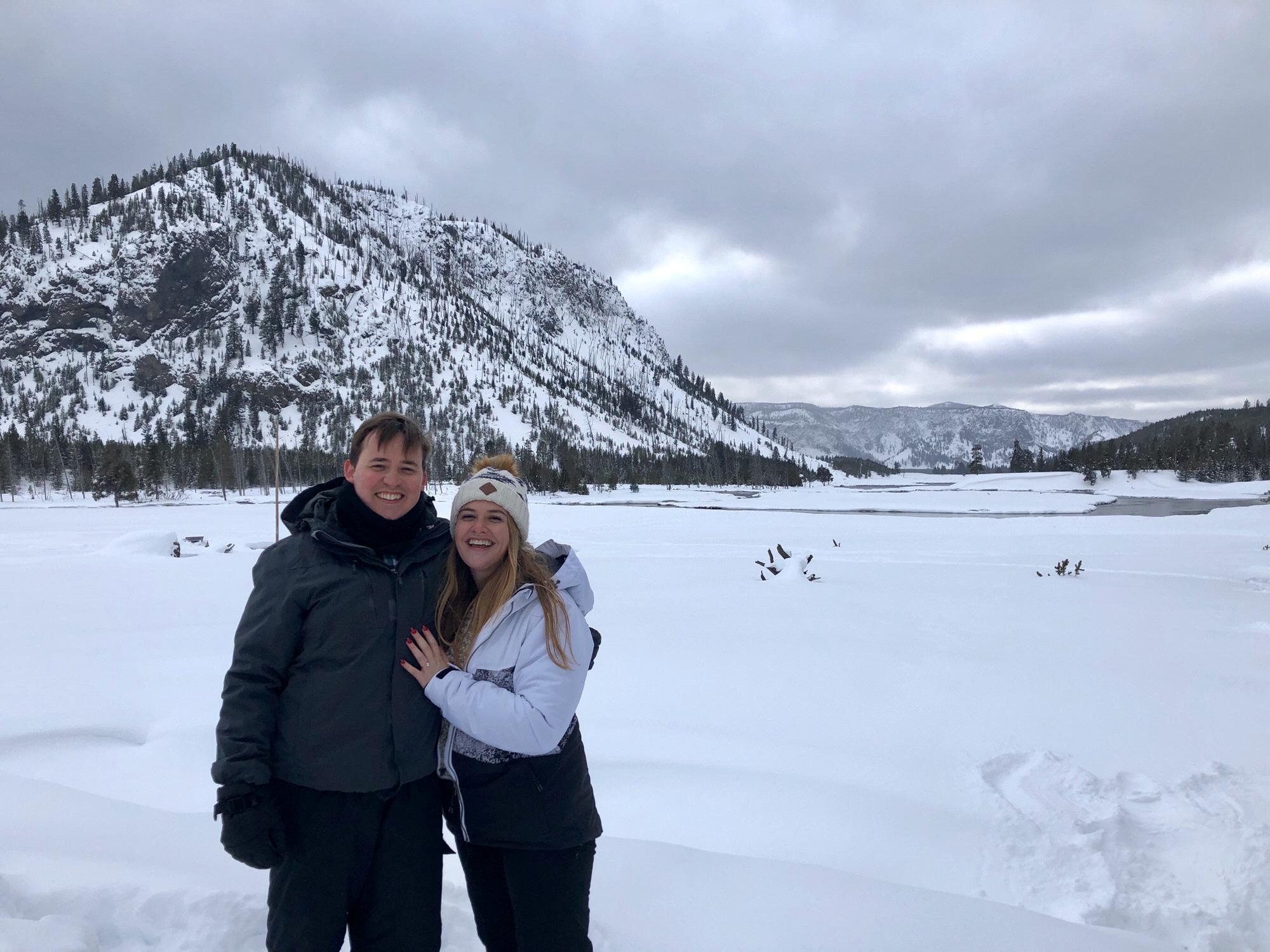 From our snowmobile ride in Yellowstone where we got engaged