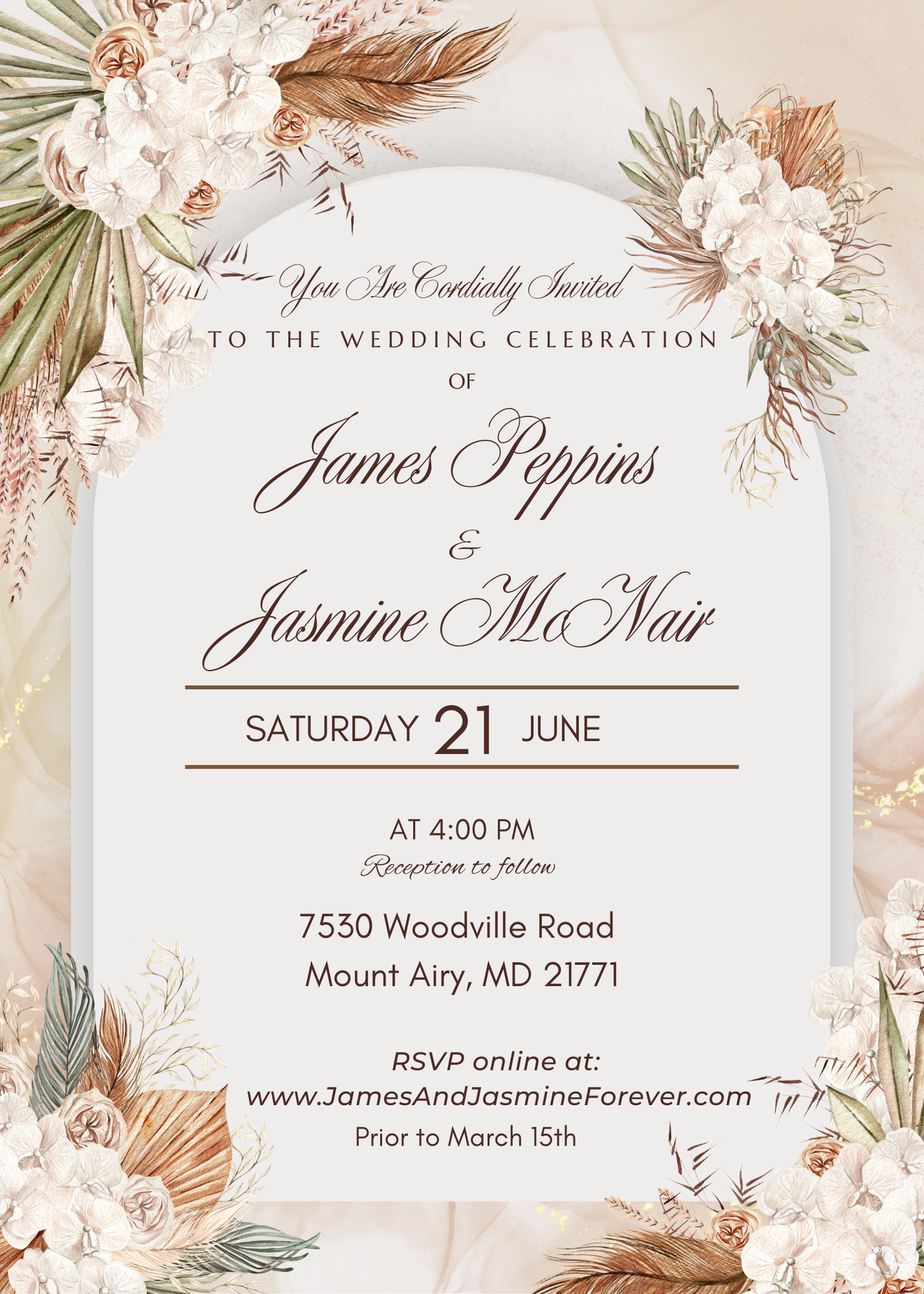 The Wedding Website of Jasmine McNair and James Peppins III