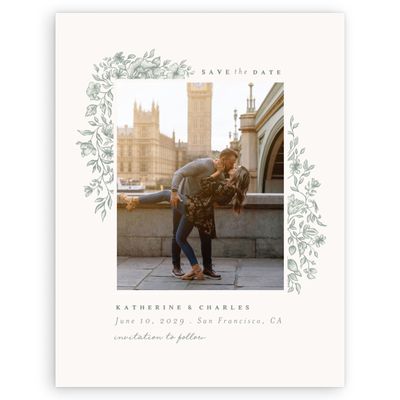 Green Floral Wedding Digital Save the Date - Sogno Photo