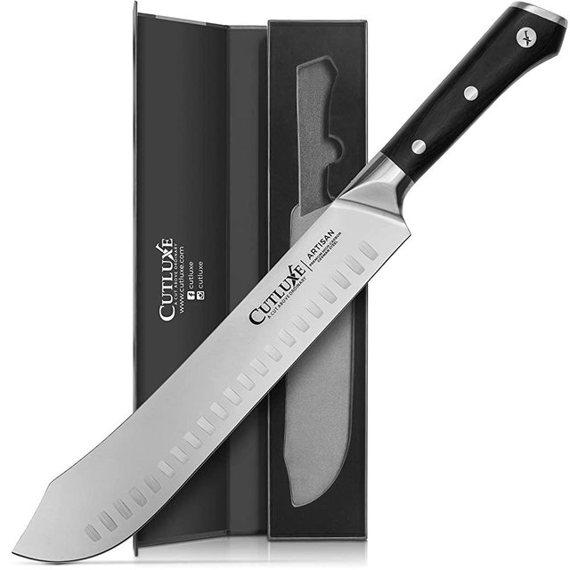 CUTLUXE Butcher Knife - 10″ Bullnose Breaking Knife – Forged High Carbon German Steel – Full Tang & Razor Sharp – Ergonomic Handle Design – Artisan Series