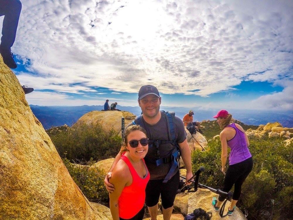 Our first photo together (December 2015). Hiking with friends in San Diego a few weeks after we met.