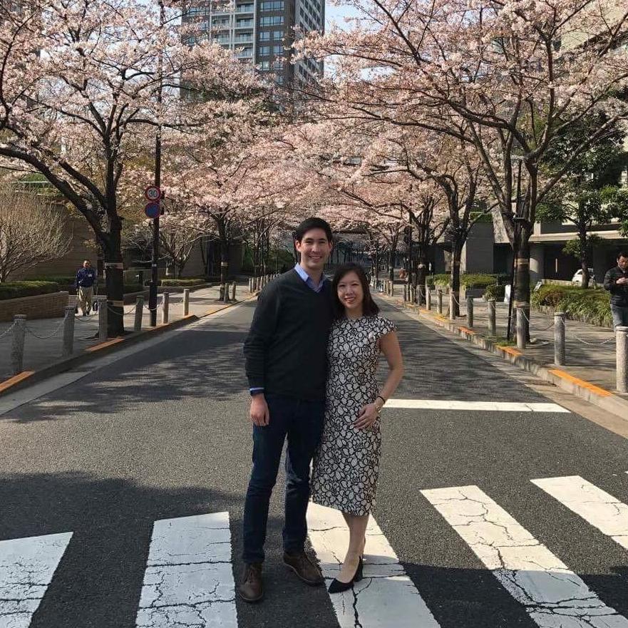 Outside Ark Towers, our apartment building in Tokyo, during cherry blossom season (2017)