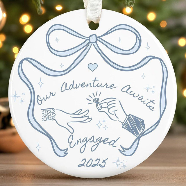 KATLADIZ Engagement Gifts for Couples - Engagement Ornament - Gifts for Newly Engaged Couples - Engaged Ornaments for Women, Couple, Bride to be - Ceramic 1st First Christmas Engage Ornament 2025