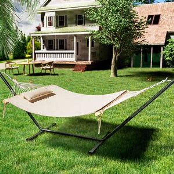 VEIKOUS White Fabric Hammock with Stand