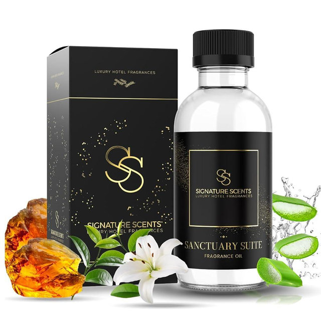 Signature Scents - Luxury Hotel Fragrances - Hotel Fragrance Oil - Diffuser Oil Blends for Aromatherapy (Sanctuary Suite) 4.05 Fl Oz (120ml)