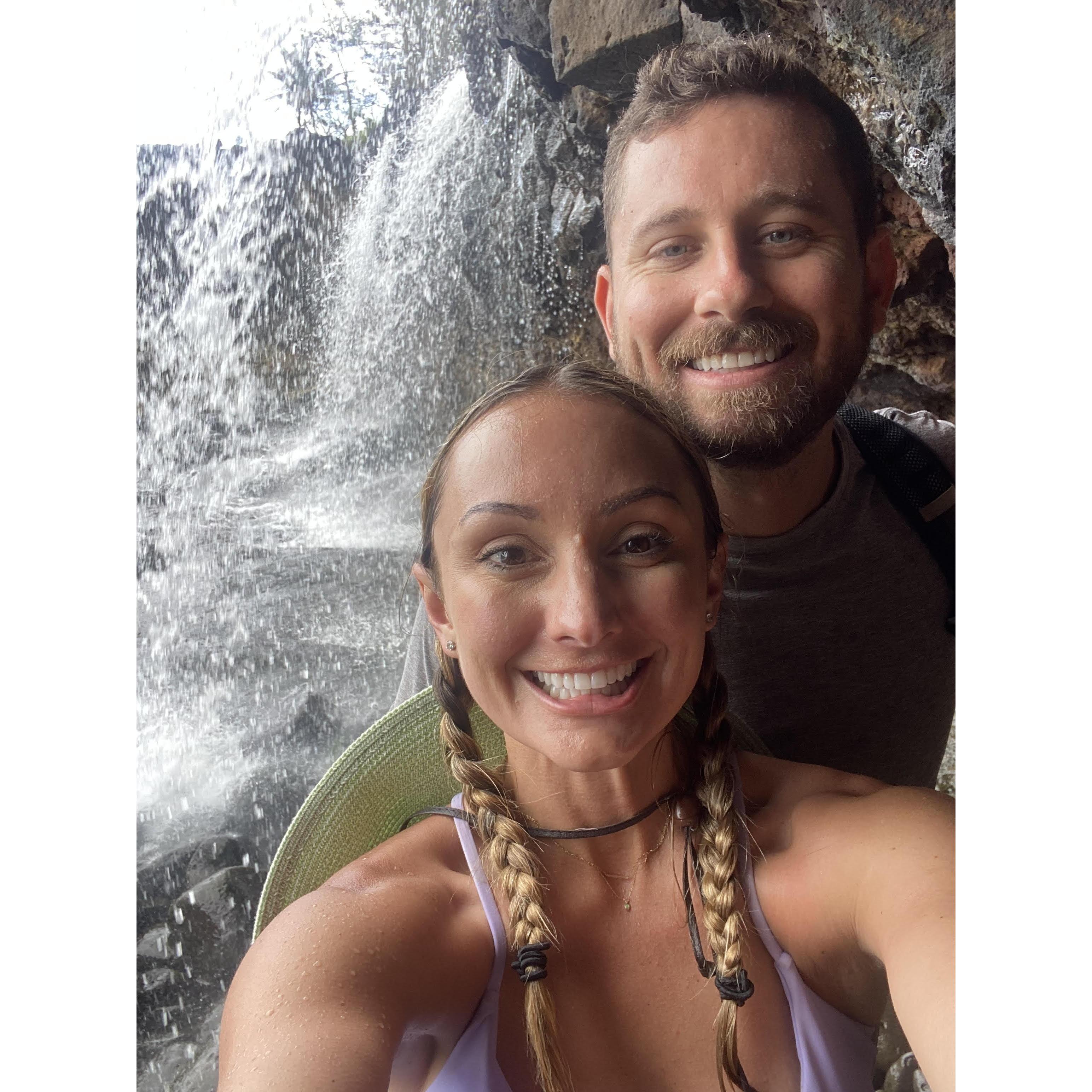 We love this picture and worked so hard to get it. Michael still has the battle scars from this treacherous adventure to Seven Falls Kauai. #fallingforyou