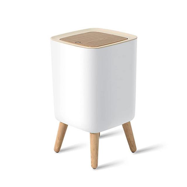 WDPUCHU Nordic Style Trash Can,Push Top Trash Can with Lid, Small Waste Basket, Plastic Trash bin Suitable for Kitchen, Bathroom, Bedroom, Living Room, Office, Outdoor, 10Liter/2.6 Gallon