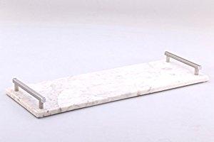 21" White Marble Board with Handles