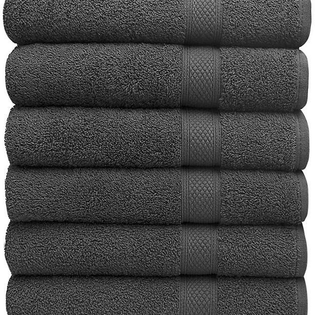 Pleasant Home Towels Set for Gym, Pool & Spa - 6 Pack – 24” x 50” - 100% Cotton - 500 GSM – Lightweight, Soft & Absorbent (Grey)