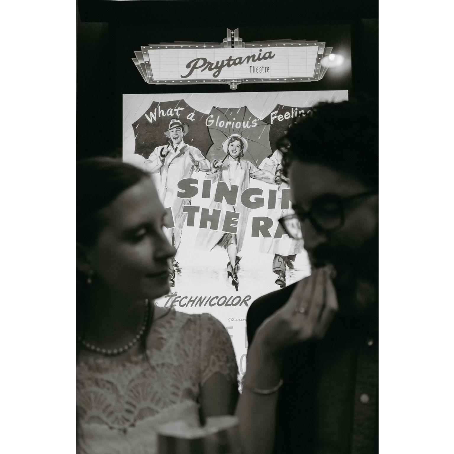 Engagement photo shoot at the historic Prytania Theatre in Uptown New Orleans.