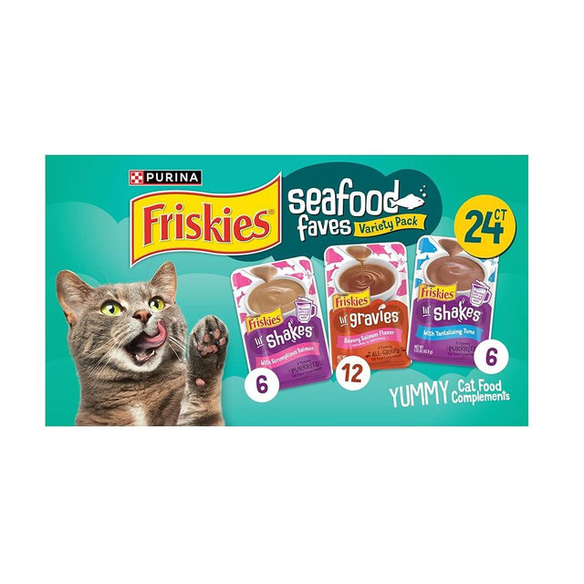 Purina Friskies Seafood Faves Wet Cat Food Variety Pack Gravy Cat Food Complements - 24 ct. Box