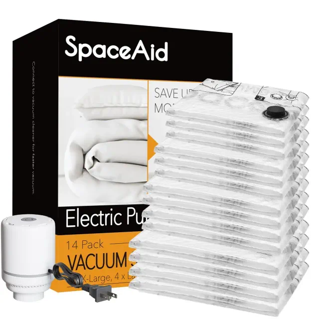 14 Pack Vacuum Storage Bags with Electric Air Pump,Compression Bags