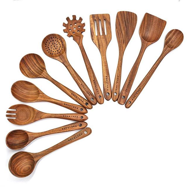 Wooden Spoons for Cooking,11 Pcs Wooden Kitchen Utensils Set Wooden Utensils for Cooking Wooden Cooking Utensils Wooden Spatulas