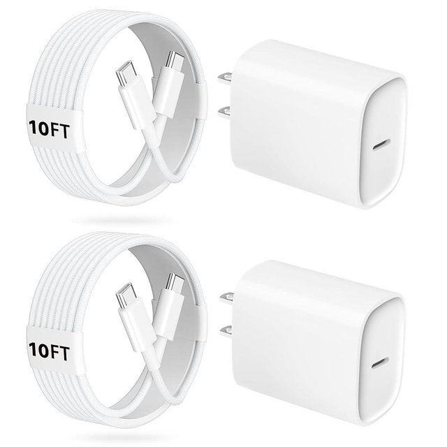 Phone 17 16 15 Pro Charger Fast Charging, 20W USB C Fast Charger Block with 10FT Long Type C Chargers Fast Charging Cable Cord for Phone 17/17 Pro/17 Pro Max/Air/16 Pro Max/16 Pro/15Pro-Braided