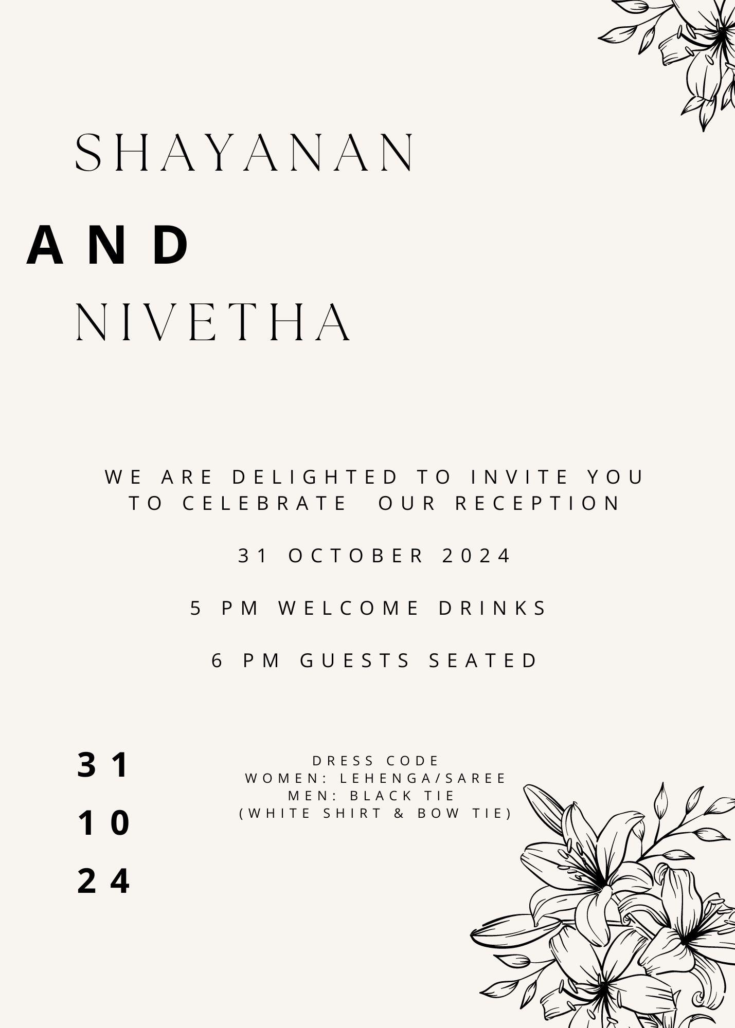 The Wedding Website of Nivetha Chandrasegaram and Shayanan Arulanantham