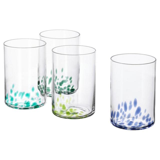 ÖMSESIDIG Glass, clear glass/mixed colors, 17 oz
