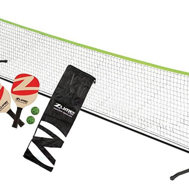 Zume Games Portable Instant Play Portable Pickleball Set Includes Paddles, Balls, and Net