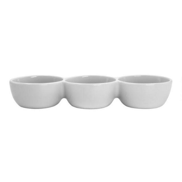 White Porcelain Coupe Connected Dipping Bowls