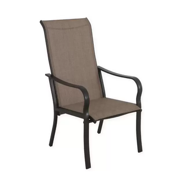 Never Rust Aluminum Outdoor Sling Dining Chairs in Brown (Set of 2)