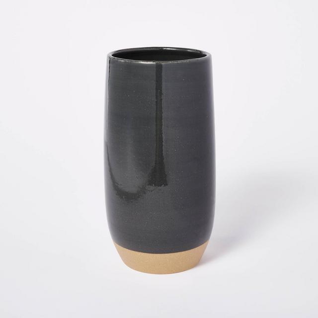 11.25" x 5.25" Decorative Bottle Vase Stoneware with Exposed Clay Gray - Threshold™ designed with Studio McGee