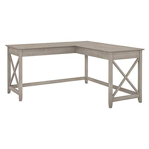 Bush Furniture Key West 60W L Shaped Desk in Washed Gray