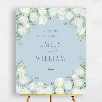 Blue Greenery Wedding Sign - Speranza Portrait