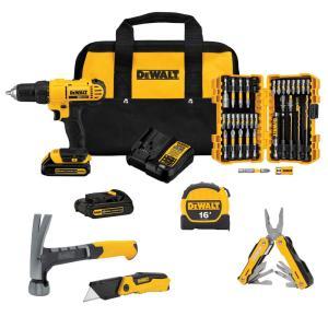 20-Volt Lithium-Ion Cordless ½ in. Drill / Driver Project Kit with (2) Batteries, Charger and Hand Tools