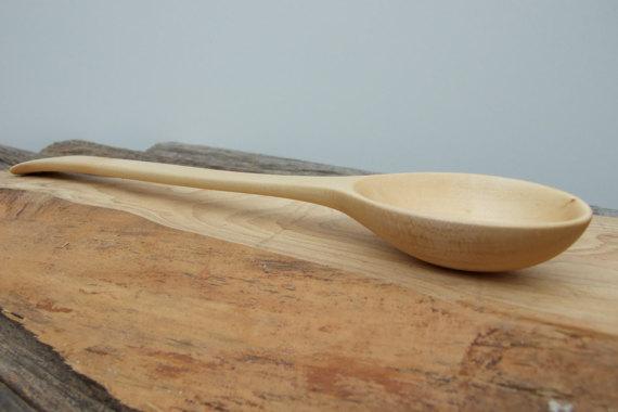 Sycamore Wood Spoon - Unique Carved Wooden Kitchen Utensils - Local & Sustainable Pollard Timber - Hand Made In Wales