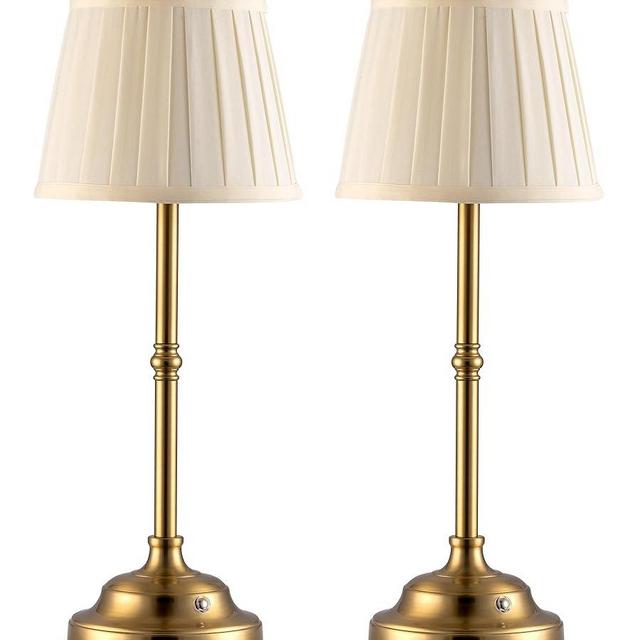 KDG Cordless LED Table Lamp Set of 2, Portables Fabric Shade Desk Lamps, 4000mAh Rechargeable Battery Powered Lighting, Dimmable Light for Dining Room, Bedroom, Bedside, Night Light, Balcony (Bronze)