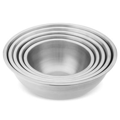 Stainless-Steel Restaurant Mixing Bowls, Set of 5