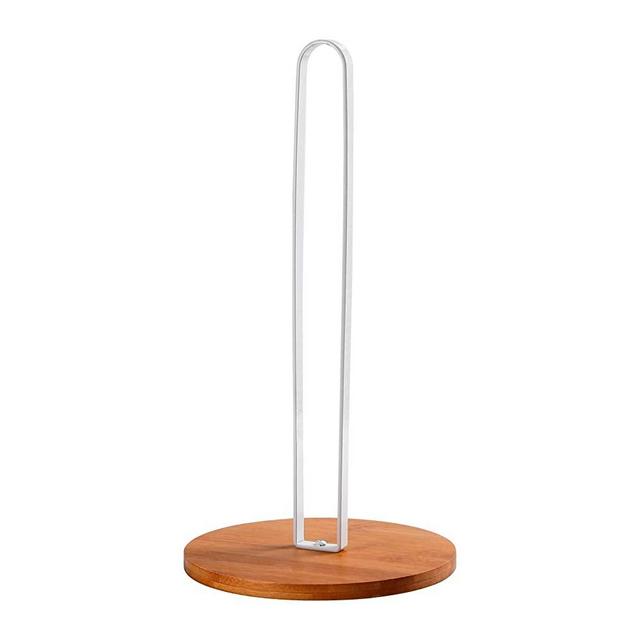 TONLEA Wood Paper Towel Holder, Paper Towel Holder Countertop,Kitchen Towel Holder Free-Standing with Non-Slip Wooden Base(White)