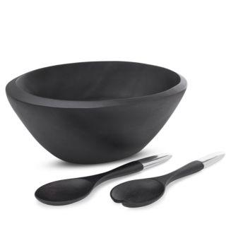 Nambé Noir Salad Bowl with Two Servers